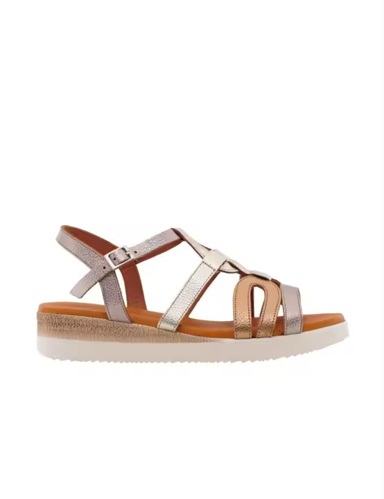 ESCOOLERS SANDALIAS QEBEHUT CUÑITA TIRAS PIEL HEBILLA MUJER - 1