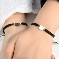 Pulsera De Gato Negro Y Blanco Ajustable Para Mujer Con Encanto De Luna Natural Y Obsidiana Diseño Sencillo Hecho a Mano Pulsera Lindo Gato Para Niñas - details 3