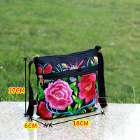 Nueva Bandolera De Hombro Para Mujer Estilo Étnico Con Bordado Tres Cremalleras Pequeño Bolso De Mano Casual De Lona Viaje - details 9