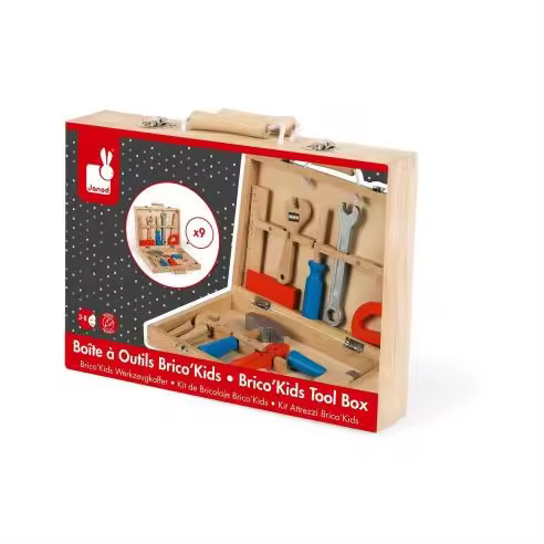 Janod BRICO KIDS - Juego de Construcción de Madera para Niños de 3 a 8 Años con 9 Herramientas - 1