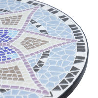 Outsunny Mesa de Jardín Redonda Mesa de Terraza Exterior Ø60x71 cm con Encimera de Mosaico Decorativo Carga 100 kg Mesa para Exterior Patio Azul y Blanco - details 3