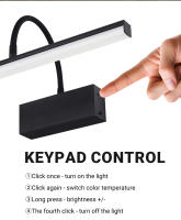 Lámpara De Pared Recargable LED Flexible Y Ajustable 40cm Sconce Interno Luz De Pared Inalámbrica Para Decoración De Hogar Moderna Color Negro - details 6
