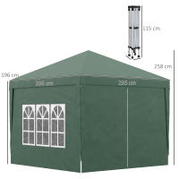 Outsunny Carpa Plegable con 4 Paredes Desmontables 3x3 m Cenador de Jardín Gazebo Impermeable Protección UV y Bolsa de Transporte Pabellón para Recepción Eventos Camping Cerveza - details 2