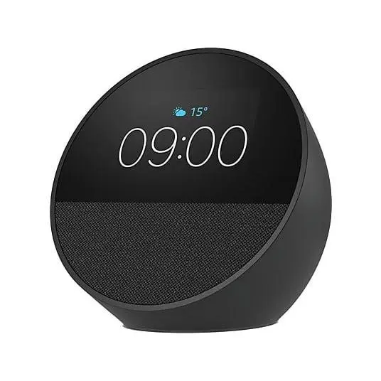 Echo Spot Amazon (modelo de 2024), Despertador inteligente con sonido de calidad y Alexa, Color Azul, Blanco y Negro - 1