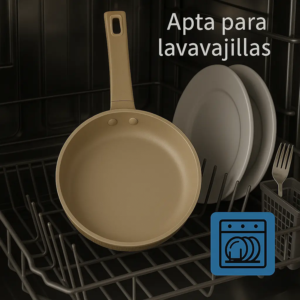 Juego de 3 Sartenes Antiadherentes Premium Color Arena | Set Completo 20+24+28 cm | Inducción y Vitro | Diseño Acanalado y Mango Ergonómico Soft-Touch | Doble Capa de Recubrimiento | Libre de PFOA y PFAS - Happy Friends - details 3