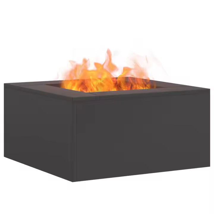 vidaXL Fogón Cuadrado Negro 60x60x30 cm Acero - 1