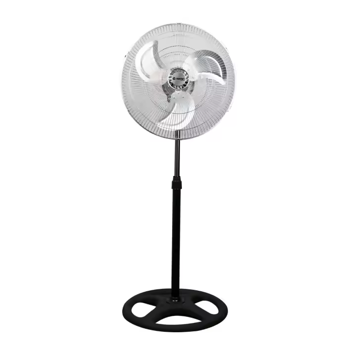 Ventilador de Pie Negro Potente 75W | Modelo Industrial Ø45cm de Orion91 | Ventilador de Pie Oscilante y Altura Ajustable | Ventilador Controlable con 3 Velocidades - 1