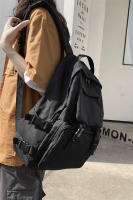 Mochila Estudiantil Negra De Gran Capacidad Estilo Harajuku Casual Para Hombres Y Mujeres Mochila Unisex De Calle Alta Ruta Bolsa De Viaje - details 5