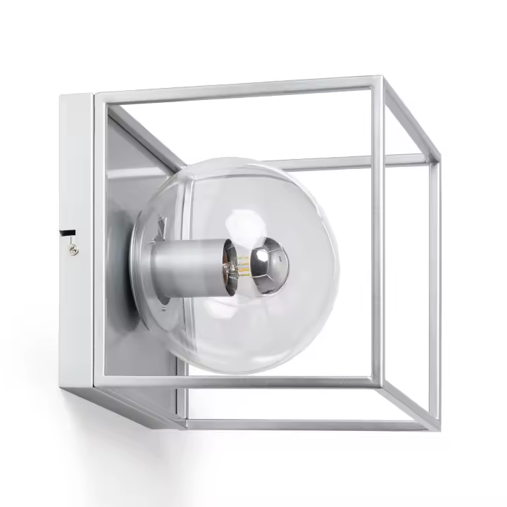 Ledkia Lámpara de Pared Exterior Metal y Cristal Tabuk Plateado - 1