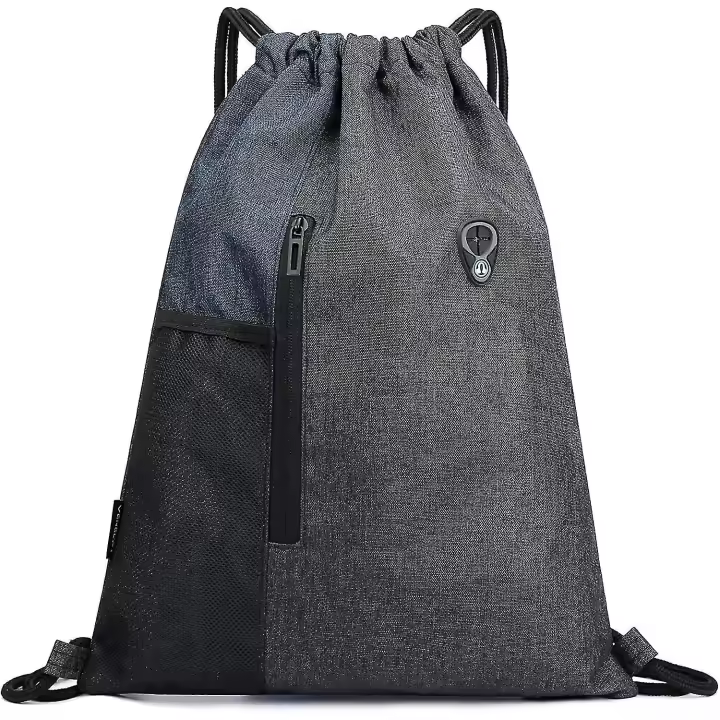Bolsa de gimnasio con cremallera y bolsillo interior, bolsa de gimnasio Hipster, mochila con cordón ajustable Cy) - 1