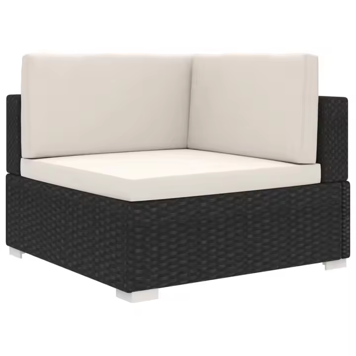 vidaXL Asiento seccional de esquina con cojines 1 uds ratán PE en color Marrón/Negro y blanco | acolchados duraderos para sofás de jardín terraza exterior - 1