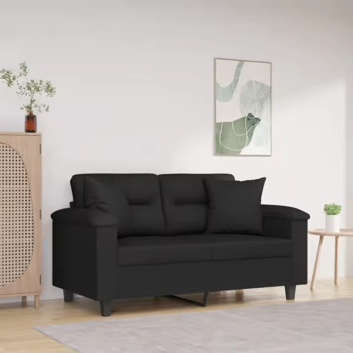vidaXL Cojines decorativos 2 uds tela microfibra negro 40x40 cm - 1
