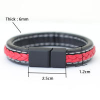 Pulsera De Cuero Trenzado Para Hombre Estilo Hiphop Rock Regalo De Cumpleaños Accesorio Para Novio Pulsera Roja Suerte - details 1