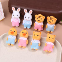 2PCS Figuras De Animales De La Selva Familia Conejo Gato Tigre Pollo Juguete De Colección Cartoon Ornamento Para Niños Regalos - details 4