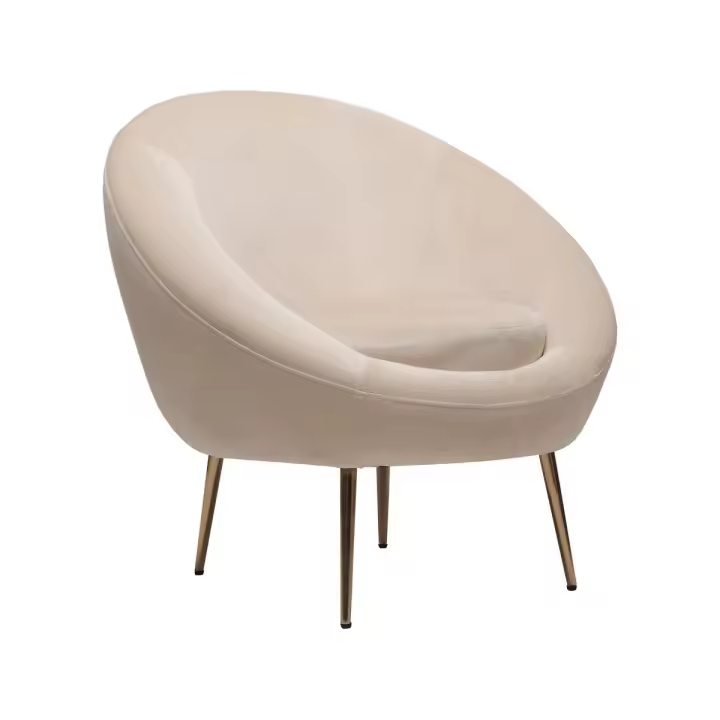 Sillón de terciopelo "Cocon" - 77 x 74 x 77,5 cm - Beige - 1