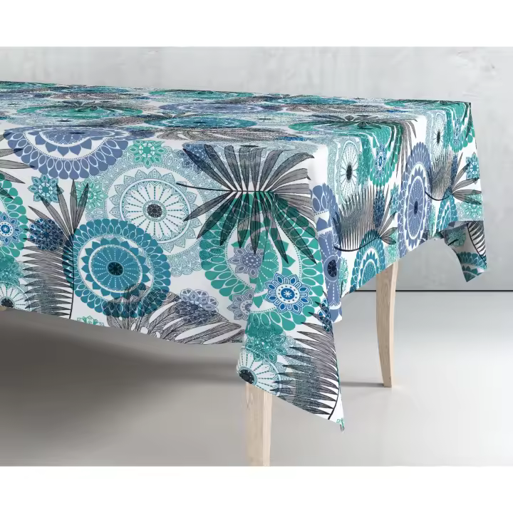 Mantel de Hule Estampado por Metros - Mándala Azul 43266-2    mantel por metros; manteles; mantel barato; mantel jardín - 1