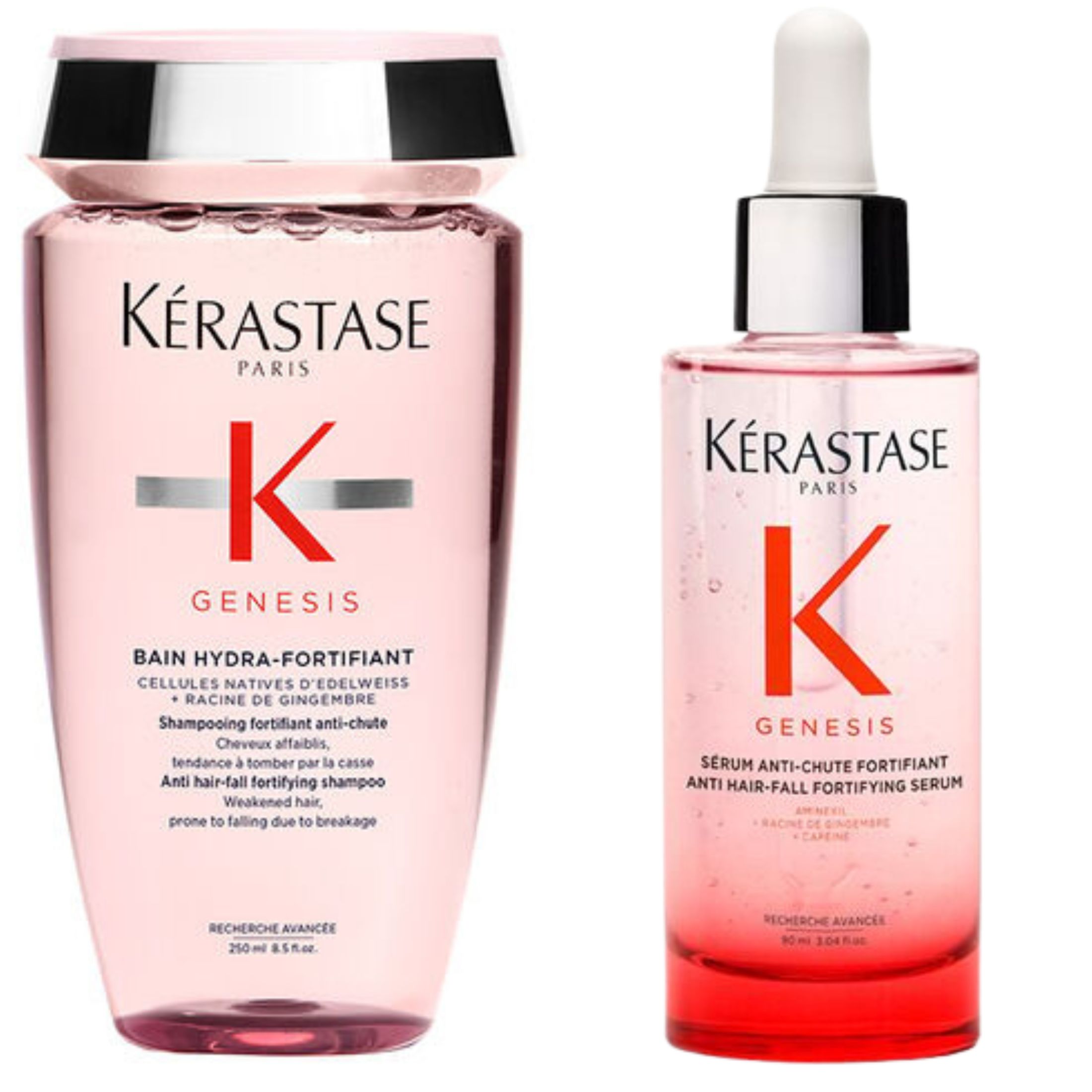 Pack Kérastase Genesis Bain Hydra-Fortifiant Champú 250ml + Sérum Anti-Chute Fortifiant 90ml – Cabello Fino y con Tendencia a la Caída