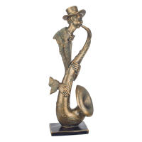 CAPRILO REGALOS & DECORACIÓN Figura Decorativa de Resina Bronce "Hombre Músico Saxofón". Adornos y Esculturas. Figuras Elegantes. Decoración Hogar. Regalos Originales. 17 x 12 x 47,50 cm - details 1