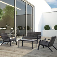 Outsunny Conjunto de Muebles de Jardín de Ratán 4 Piezas Juego de Muebles de Exterior con Sofá de 2 Plazos Sofás Individuales y Mesa de Centro para Terraza Patio Negro - details 1