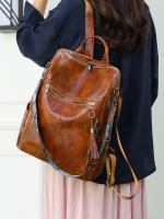 Nueva mochila multifuncional de cuero suave para mujer, estilo retro informal, sencilla y versátil, mochila de PU de gran capacidad - details 8