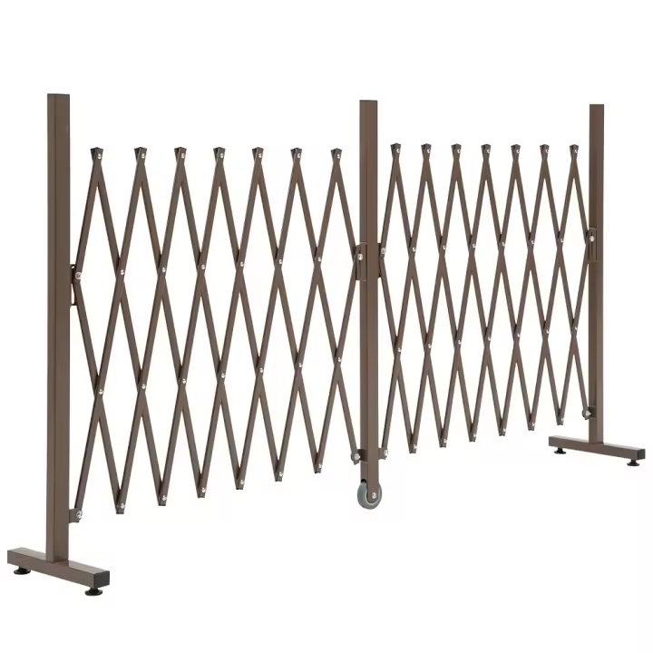 Barrera de Tijera Extensible 52-405 cm Jardín Aluminio Marron H103,5 cm - 1
