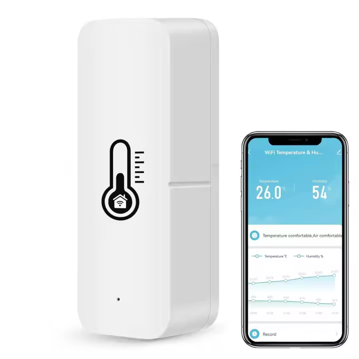 Termómetro higrómetro Inteligente WiFi, Sensor de Temperatura y Humedad Bluetooth para Interiores y Exteriores, aplicación de termómetro WiFi Alexa Remoto para el hogar. 1 Paquete. - 1