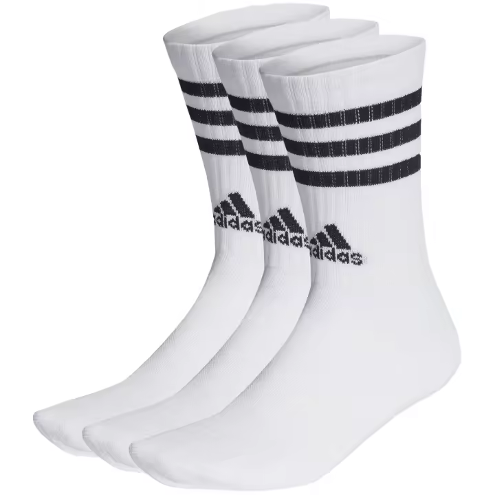 Adidas Calcetines Unisex Blanco Bandas Negras - Algodón y Poliéster - Elásticos y Transpirables - No aprietan Tobillo - Calcetines Adidas - 1