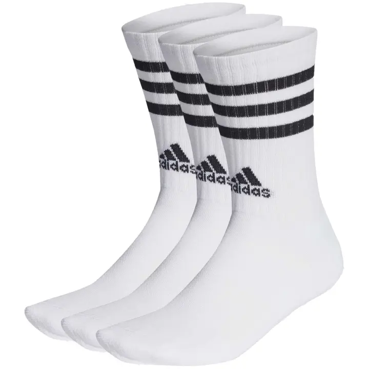 Adidas Calcetines Unisex Blanco Bandas Negras - Algodón y Poliéster - Elásticos y Transpirables - No aprietan Tobillo - Calcetines Adidas - 1