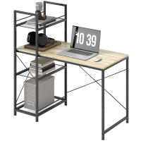HOMCOM Escritorio con Estantería Reversible Industrial Escritorio con Marco de Acero Mesa de Estudio para Oficina Dormitorio 110x53x115,5 cm Roble y Negro - details 0