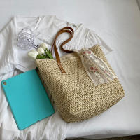 Bolso de mano de gran capacidad para mujer, bolsa de hombro tejida a mano, fresca, Rural, de hierba, de verano - details 12