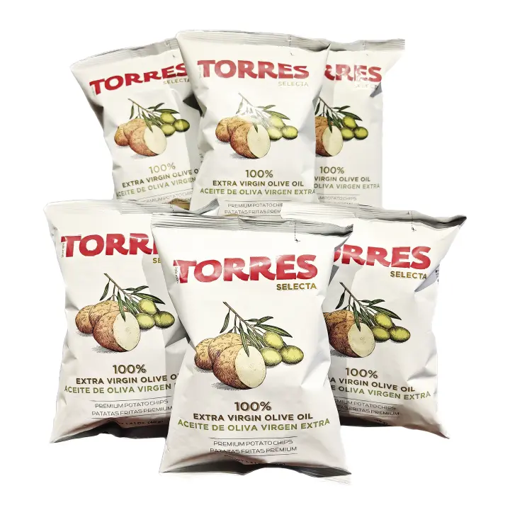 Patatas Fritas Selecta 100% Aceite de Oliva Virgen Extra. Marca Torres. Pack 6 bolsas 40 gramos - 1