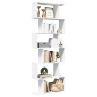 vidaXL Librería divisor 6 niveles madera ingeniería 70x24x193cm en color Blanco/Roble Sonoma/Marrón roble y más - details 0