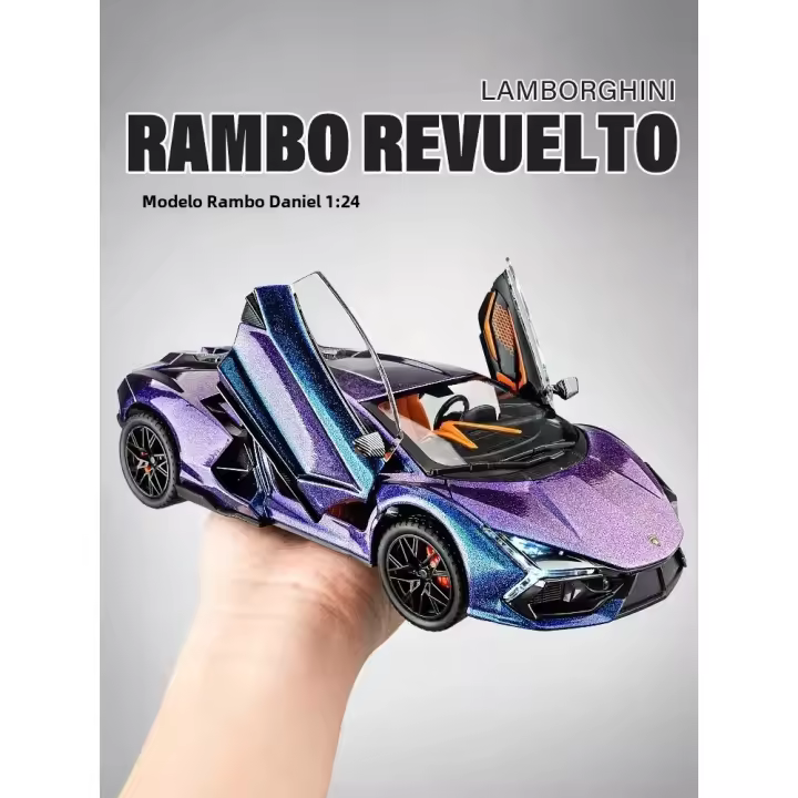 Modelo De Coche De Metal Diecast 1:24 Lamborghini Revuelto Con Sonido Y Luz Juguete Para Niños Coleccionable Para Hobbies Regalo Para Niños Con Boys - 1