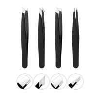 Juego De 4 Pinzas Profesionales De Acero Inoxidable Para Cejas Precisión Grande Para Vello Facial Splinter Y Engranado - details 0