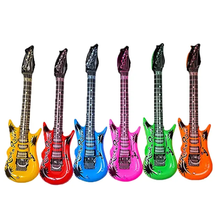 Bola Inflable De Guitarra Rock Star Para Decoración De Cumpleaños Y Carnaval Juguete Unisex Material PVC Tamaño 95cm Y 55cm Color Aleatorio - 1