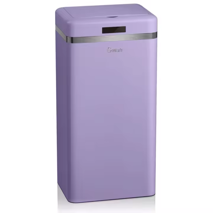 SWAN SWKA4500PURNEU Cubo Basura Cocina Sensor de Apertura Automática, Metálico, Capacidad 45 Litros, Diseño Vintage, , Morado - 1