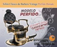 Sillón Clásico de Barbero hidráulico estilo Vintage con reposapies integrado Modelo LBH Perfido Gold - details 0