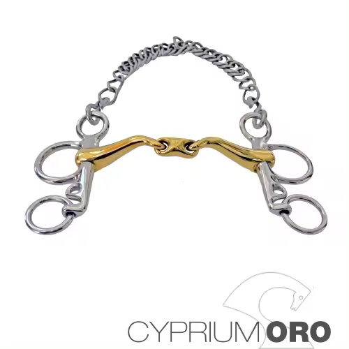 BOCADO SEFTON CYPRIUM ORO PELHAM EMBOCADURA 45º PARTIDA DOBLE PIERNA CORTA - 1