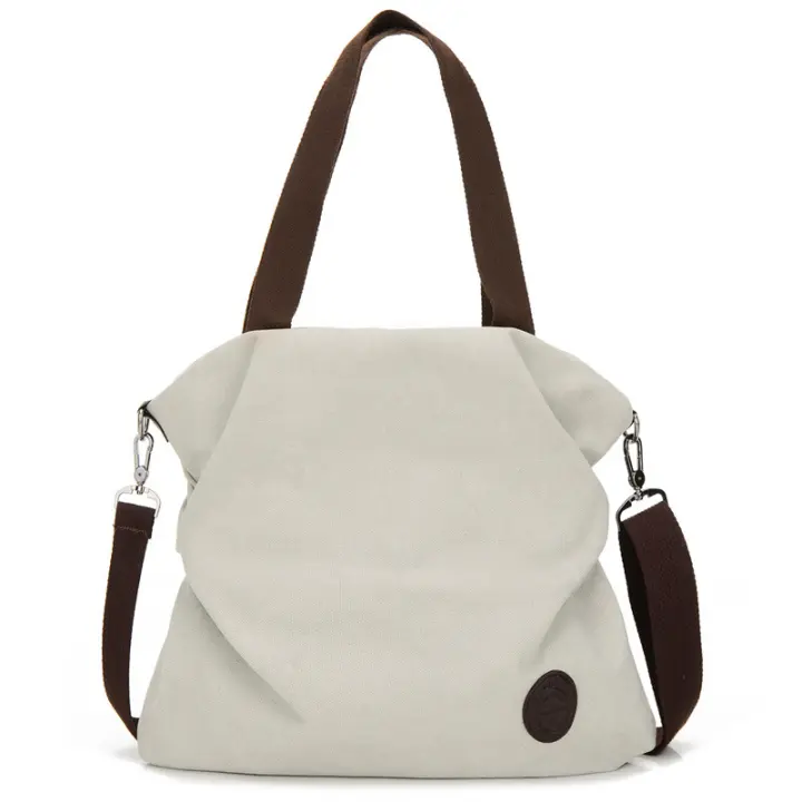 Bolso de mano informal europeo y americano para mujer, bandolera de hombro portátil de lona Simple, bolso cruzado de gran capacidad - 1