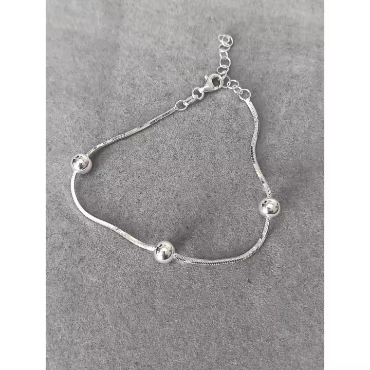 pulsera plata de ley cola de ratón y bolas. 40ycuatrojoyeria - 1