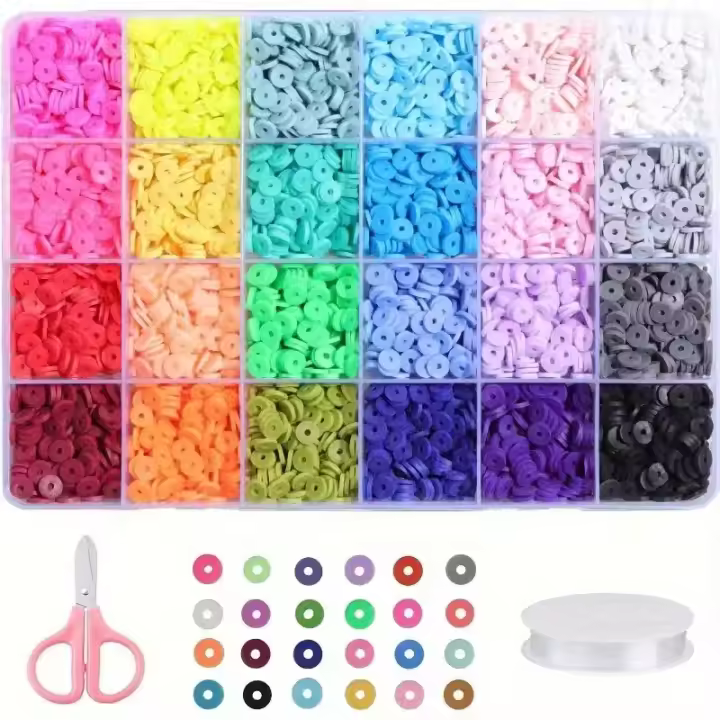 Kit De Abalorios De Arcilla Polimérica 6MM Colores Arcoíris Para Fabricación De Pulseras Y Collares Accesorios DIY - 1