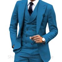 Traje De Boda Para Hombre 3 Piezas Conjunto De Traje Formal British Estilo Con Chaqueta Pantalones Y Chaleco Slim Fit Tuxedo Male Blazer Para Celebraciones Y Trabajo - details 6