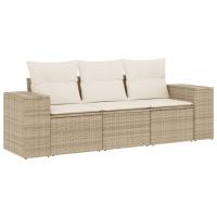 vidaXL Juego de sofás de jardín con cojines 3 pzas ratán PE Negro, Negro y crema, beige and cream Conjunto Terraza Muebles Jardín Exterior Juego de Muebles de jardín Mueble Jardín Exterior Muebles de Salon Exterior - details 4