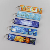 Llavero De Bordado Con Pintura De Van Gogh Llavero De Moto Coche Mochila Regalo Para Hombres Y Mujeres Estilo Trendy - details 3