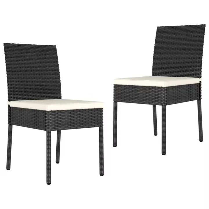 vidaXL Sillas de comedor de jardín 2 unidades ratán sintético negro - 1