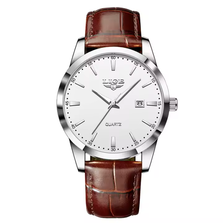 Reloj De Pulsera De Cuero Marrón LIGE Para Hombre Estilo Militar Deportivo Cuarzo Resistente Al Agua Cronógrafo Casual Reloj Masculino - 1