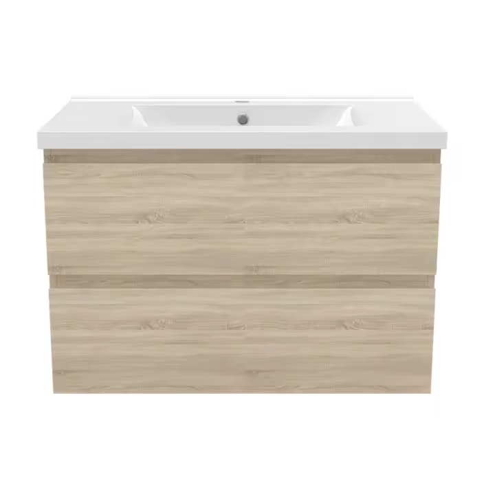 AICA Mueble de baño con lavabo, roble, cajón doble, 79 x 44,5 x 52 cm - 1