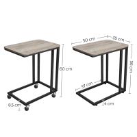 Mesa auxiliar moderna con ruedas y pies ajustables, ideal para dormitorio, fácil de montar, marco de acero, en blanco crema o negro ébano - details 11