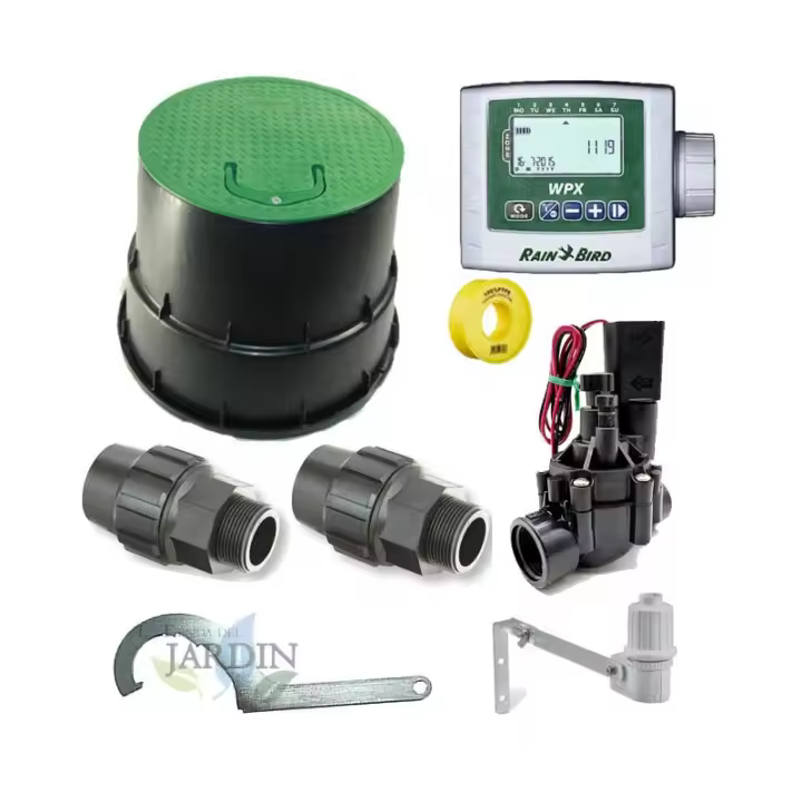 RAIN BIRD Kit profesional de riego automático Rain Bird de 1 zona 9V para tubería de 32mm, automatización de riego - 1
