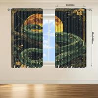 2pcs Cortina Con Estampado De Luna Y Serpiente Para Decoración Del Hogar Tratamiento De Ventana Para Dormitorio Oficina Cocina Sala De Estar Y Estudio 100% Poliéster - details 12